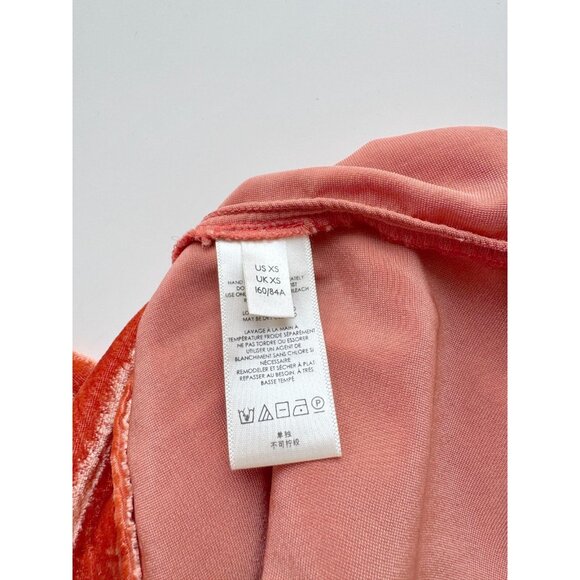 ANTHROPOLOGIE Kristianne Orange Velvet High Neck Ruffle Trim Blouse, Size XS - Picture 11 of 13
